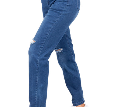 DISTRESSED MOM JEANS